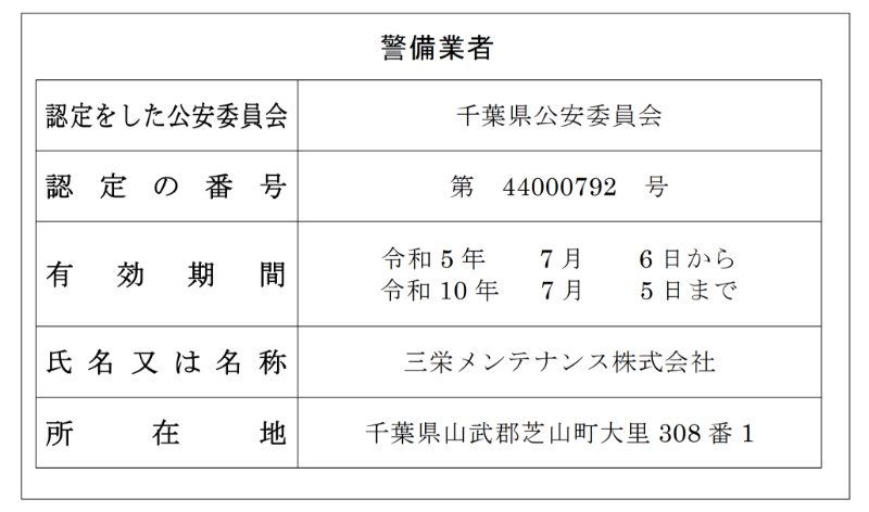 警備業認定標識